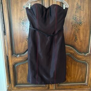 Badgley Mischka ~ Strapless Chocolate Brown Knee Length Belted Dress in size 8